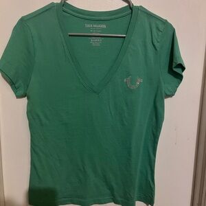 True Religion Green Fitted Short Sleeve T-Shirt